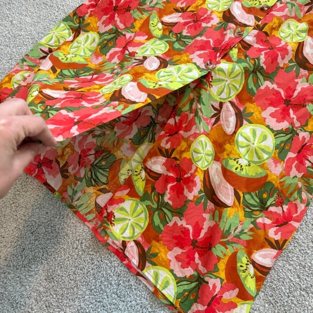 Dress Forum Maxi Shirt Dress Womens M Orange Green Tropical Resortwear Vacation - Picture 6 of 10